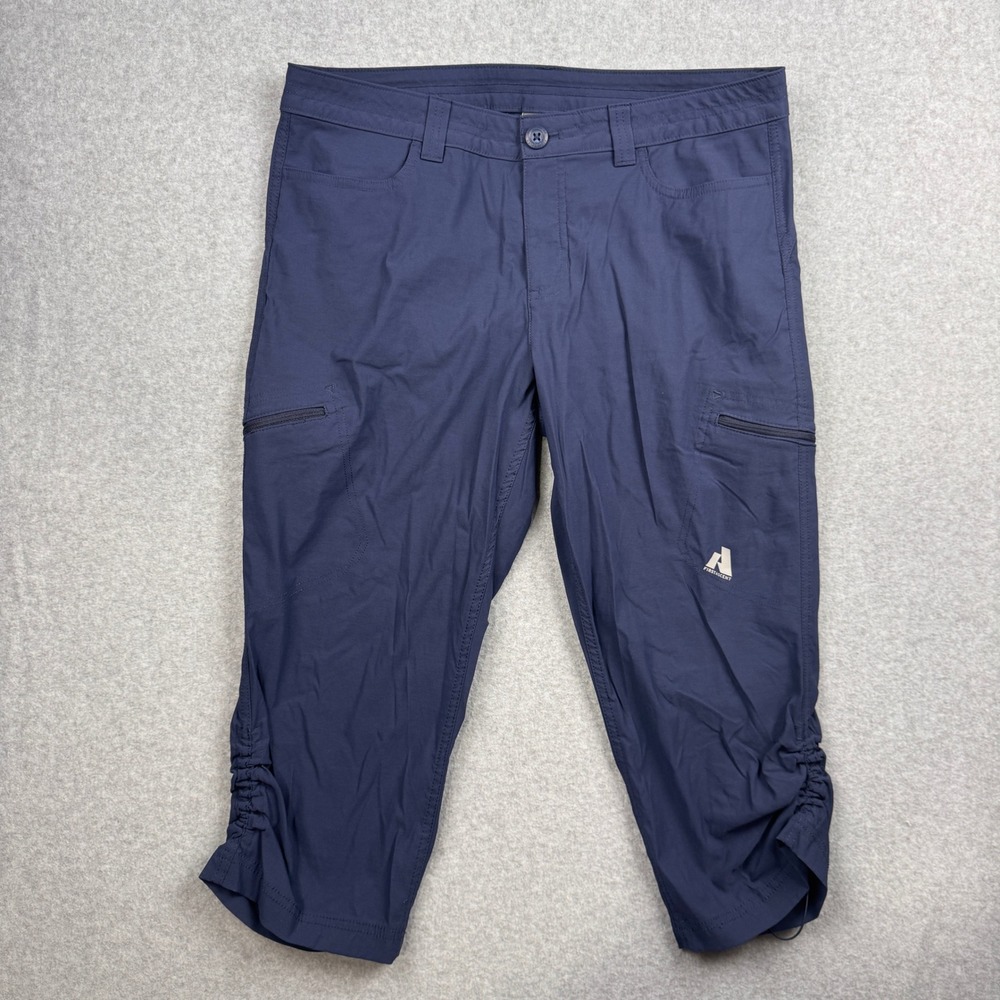 Eddie Bauer Pants Womens 12 Navy Blue First Ascent Capri Ruched Hiking Outdoor